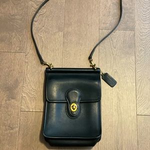 Vintage Coach Murphy Black Leather Bag with Brass